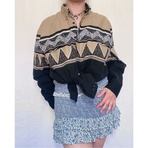 Roper | Vintage 90s Western Brown & Black Button Down Shirt